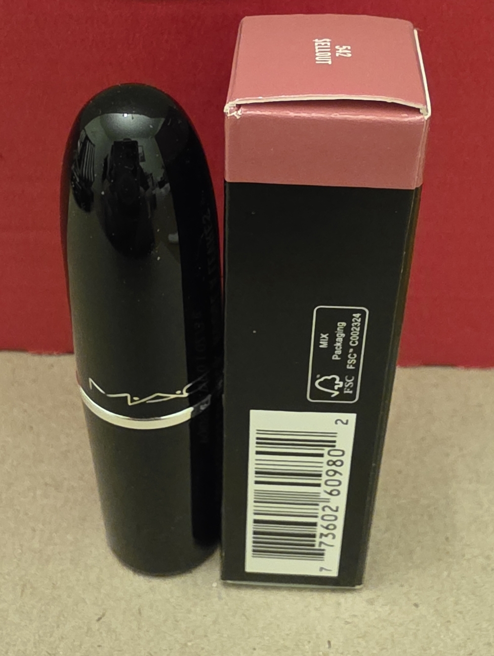 MAC LUSTREGLASS SHEER-SHINE LIPSTICK SELLOUT/pinky Nude With Silver Pearl. BNIB - Picture 7 of 7